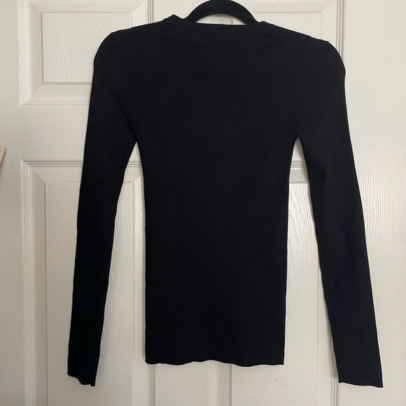 Michael Kors Ribbed fitted Black Long Sleeve Top NWT XS - Picture 5 of 6